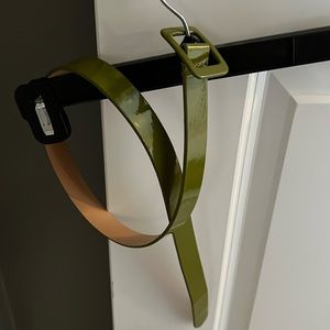 NWOT J. Crew Genuine Patent Leather Belt, Green, XS/S